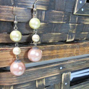 Vintage Pearl Type Bead Dangles On Hooks